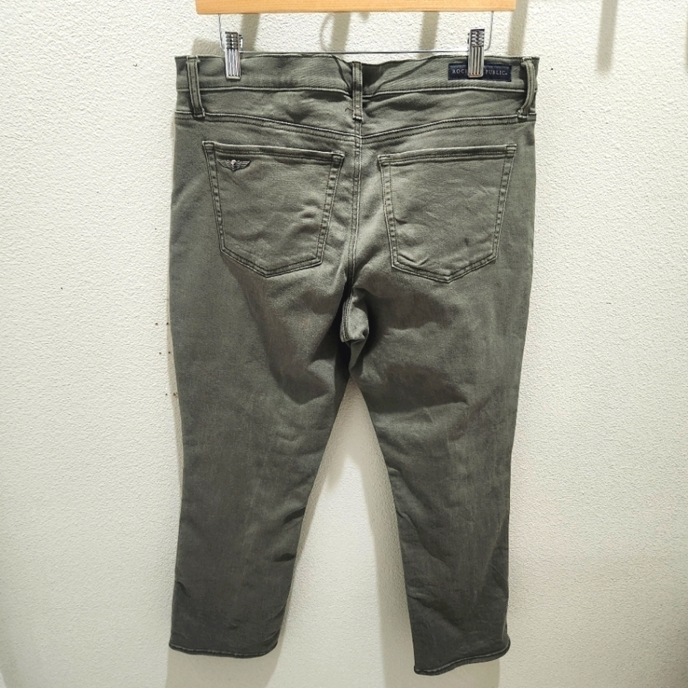 Rock & Republic Kendall Women's Green Denim Straight Stretch Jeans Plus Size 16 - Picture 3 of 10